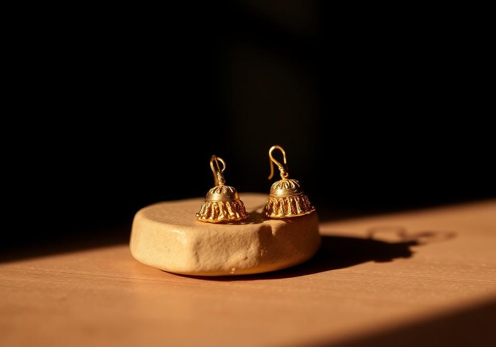 Delicate everyday 22k gold earrings on a neutral surface